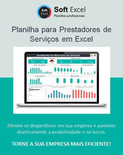 Load image into Gallery viewer, Planilha de Gestão para Prestadores de Serviços em Excel