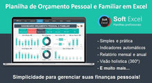 Load image into Gallery viewer, Planilha de Orçamento Pessoal e Familiar Com DashBoard em Excel