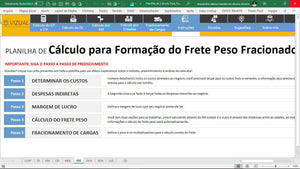 Planilha de Cálculo para Formação do Frete Peso Fracionado em Excel