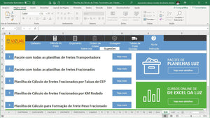 Planilha de Cálculo de Fretes Fracionados por Cidades em Excel 5.0