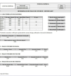 Planilha de Cálculo de Traço de Concreto - Método ABCP em EXCEL