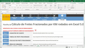 Planilha de Cálculo para Fretes Fracionados Por KM Rodado em Excel 5.0