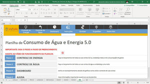 Planilha de Consumo de Água e Energia em Dashboard