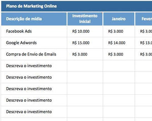 Planilha 4 P do Marketing (ou Marketing Mix) em Excel 4.0