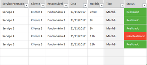 Planilha de Agendamento de Serviços 4.0