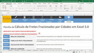 Planilha de Cálculo de Fretes Fracionados por Cidades em Excel 5.0