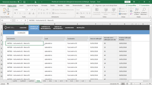 Planilha de Controle de Calibração de Instrumentos de Medição em Excel 4.0