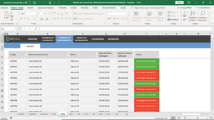 Planilha de Controle de Calibração de Instrumentos de Medição em Excel 4.0