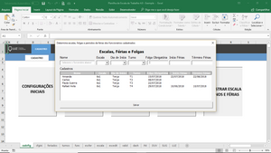Planilha de Escala de Trabalho em Excel 4.0