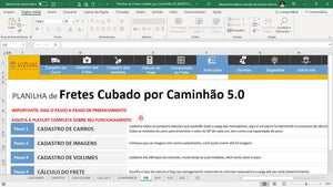 Planilha de Cálculo de Fretes Cubados por Caminhão em Dashboard