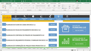 Planilha de Consumo de Água e Energia em Dashboard